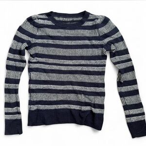 100% Cashmere Navy and white Striped Sweater